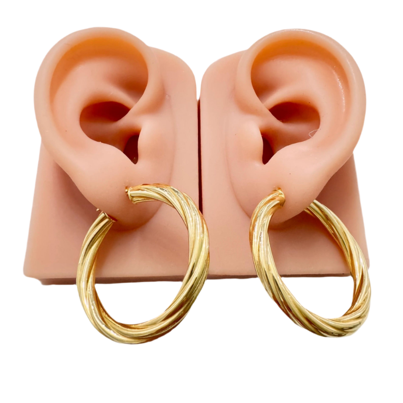 Argollas torcidas lisas, grosor 5 mm.