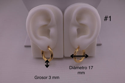 Argollas torcidas lisas, grosor 3 mm - TU ORO LLC