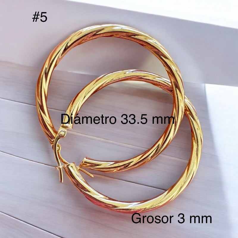 Argollas torcidas lisas, grosor 3 mm - TU ORO LLC