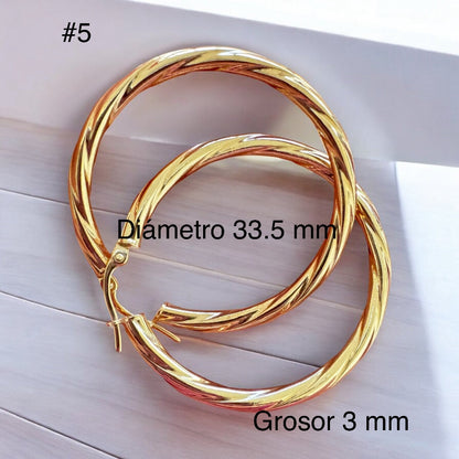 Argollas torcidas lisas, grosor 3 mm - TU ORO LLC