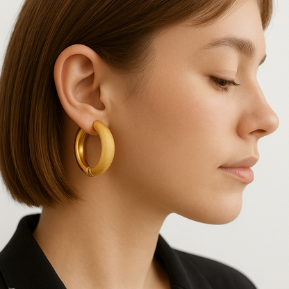 Plain and satin thick earrings