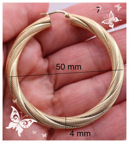 Argollas torcidas satinadas, grosor 5 mm,