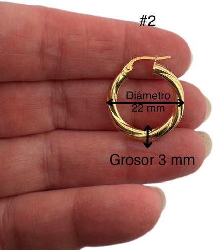 Argollas torcidas lisas, grosor 3 mm - TU ORO LLC