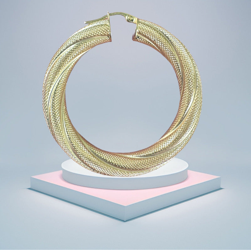 Argollas torcidas satinadas, 6 mm. -  