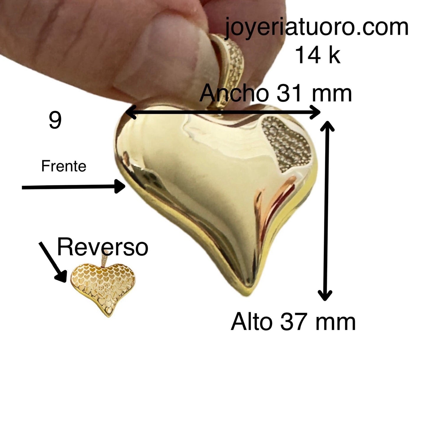 Dijes de corazón oro