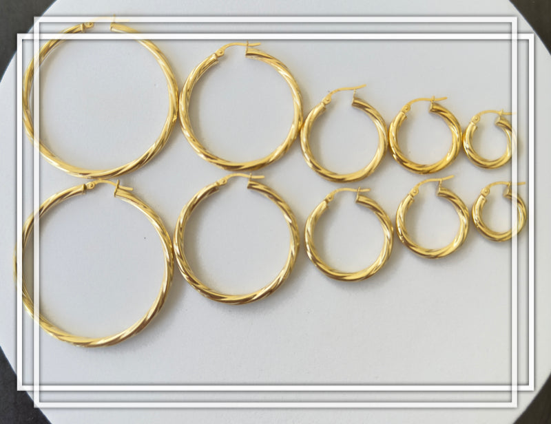Argollas torcidas lisas, grosor 3 mm - TU ORO LLC