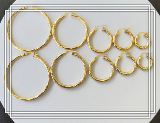 Argollas torcidas lisas, grosor 3 mm - TU ORO LLC