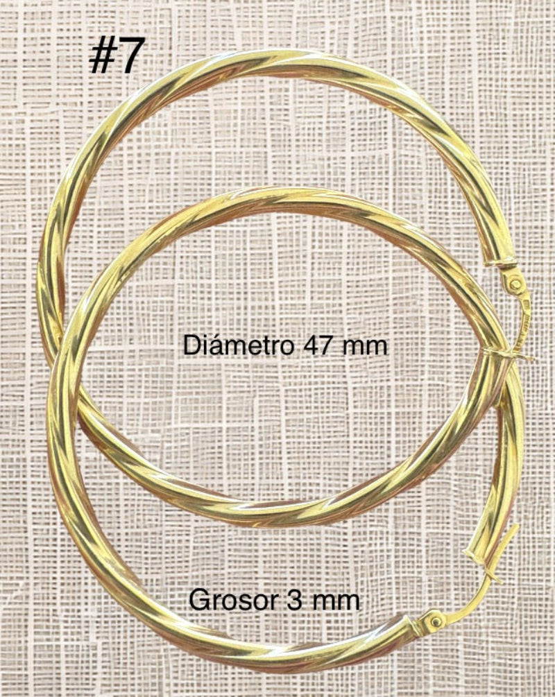 Argollas torcidas lisas, grosor 3 mm - TU ORO LLC