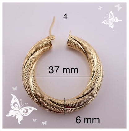 Argollas torcidas satinadas, 6 mm.