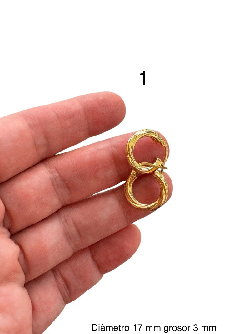 Argollas torcidas lisas, grosor 3 mm - TU ORO LLC