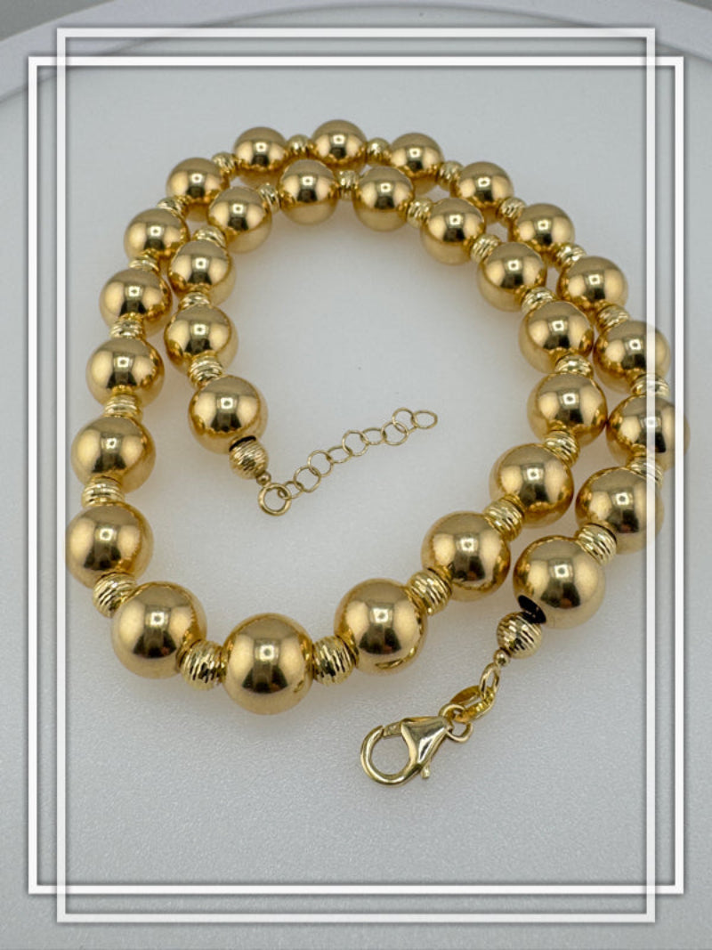 Collar de bolas pulido espejo.