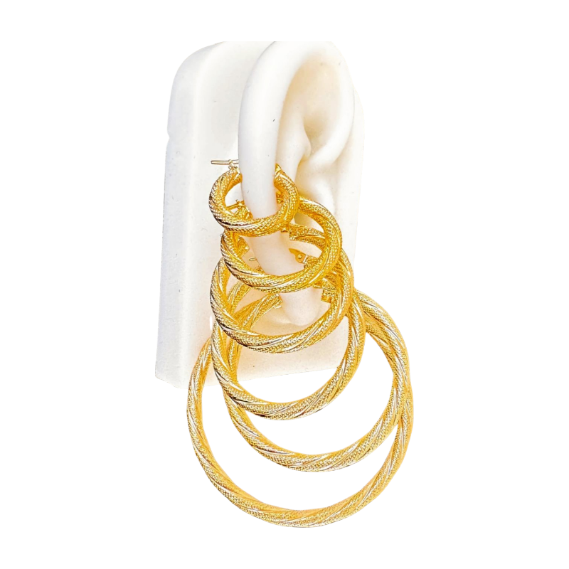 Argollas torcidas, satinadas, grosor 3 mm. - 