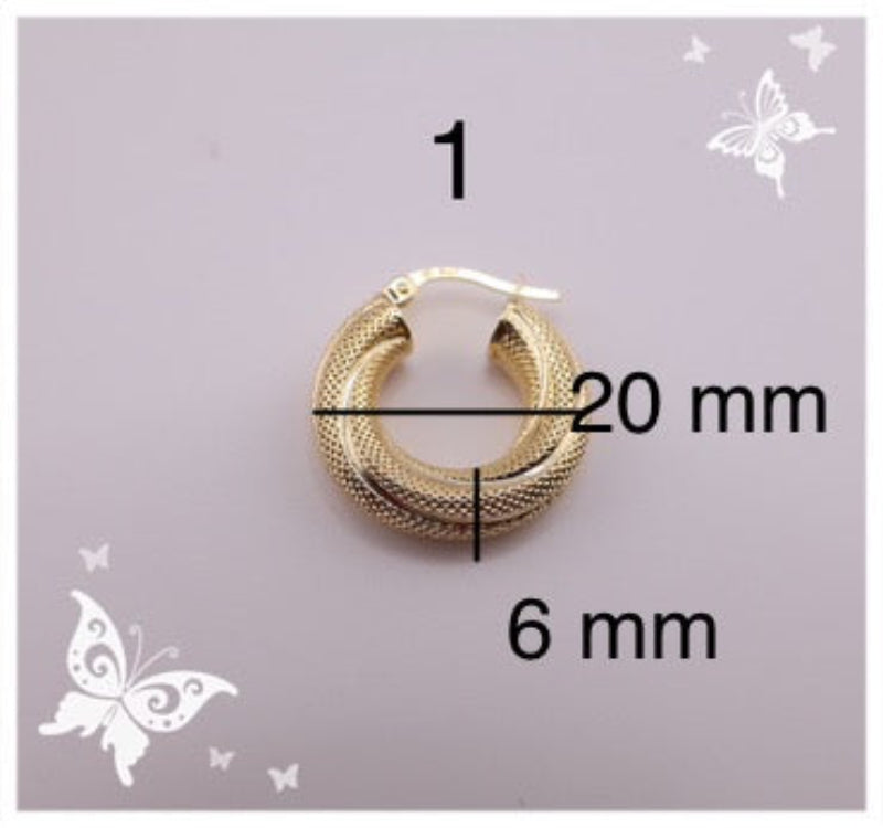 Argollas torcidas satinadas, 6 mm.
