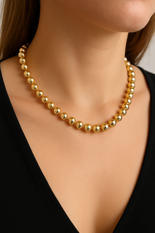 Collar de bolas pulido espejo.