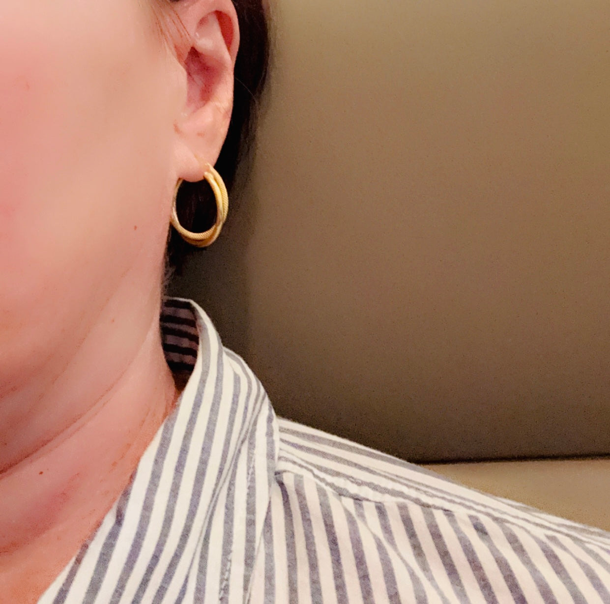 Aretes doble banda lisos y satinados