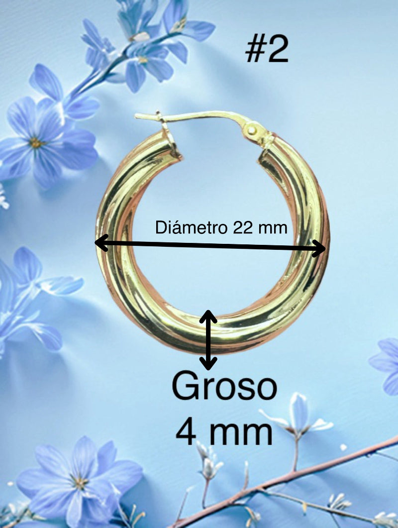 Argollas torcidas lisas, grosor 4 mm. - TU ORO LLC