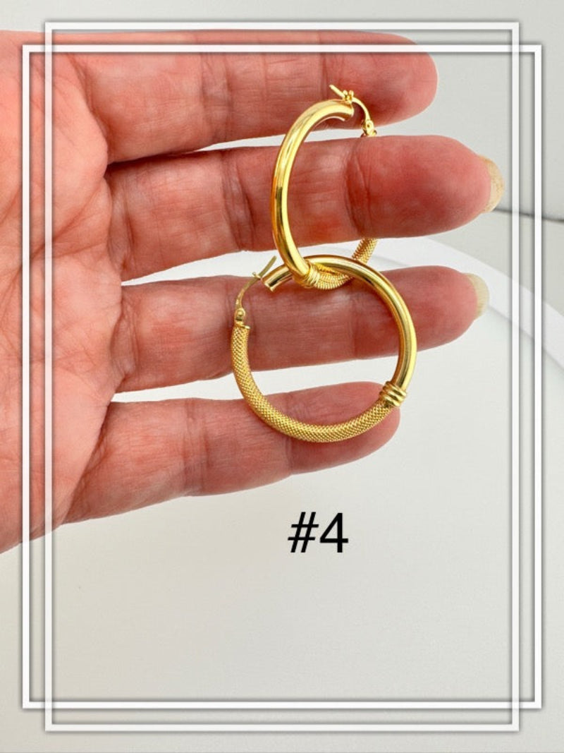 Aretes de aro lisos y satinados