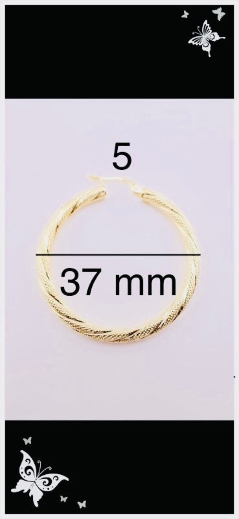 Argollas torcidas, satinadas, grosor 3 mm.