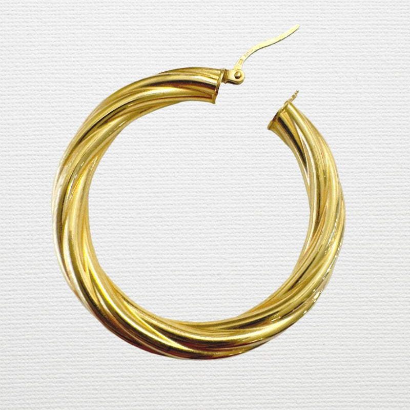 Argollas torcidas lisas, grosor 5 mm. -  