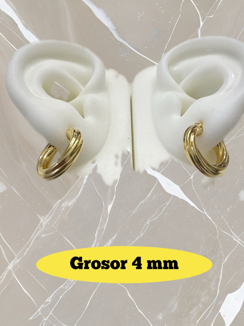 Argollas torcidas lisas, grosor 4 mm. - TU ORO LLC