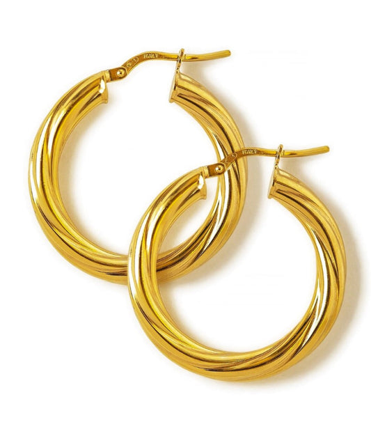 Argollas torcidas lisas, grosor 5 mm. -  