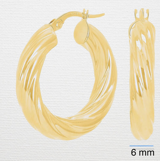 Argollas torcidas lisas, extra gruesa 6mm, - 