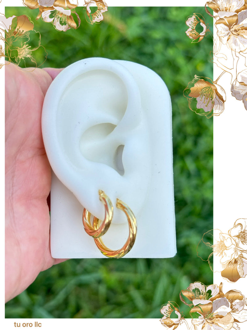 Argollas torcidas lisas, grosor 4 mm. - TU ORO LLC