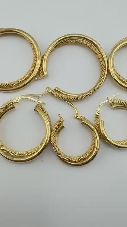 Aretes doble banda lisos y satinados