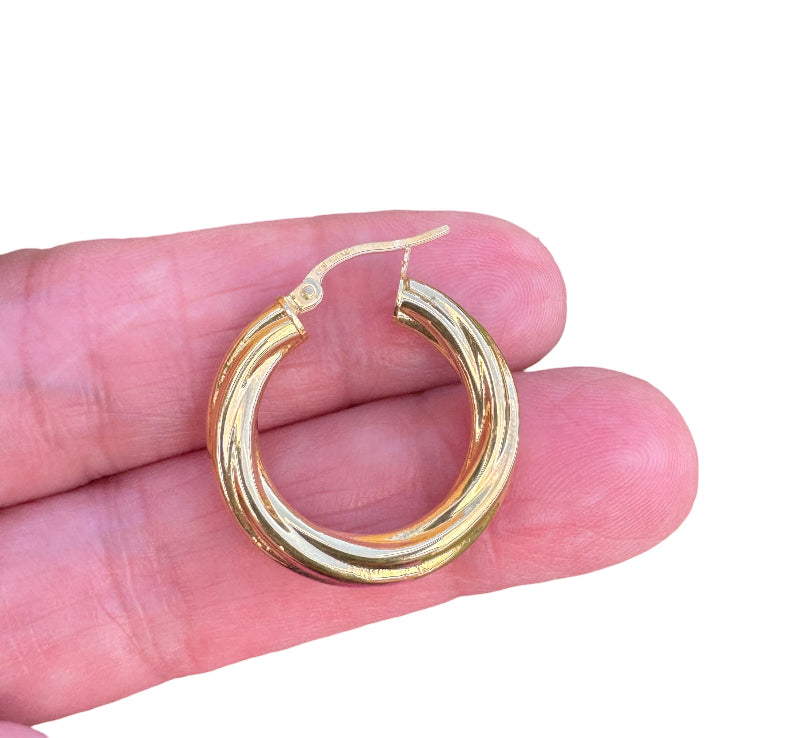Argollas torcidas lisas, grosor 4 mm. - TU ORO LLC